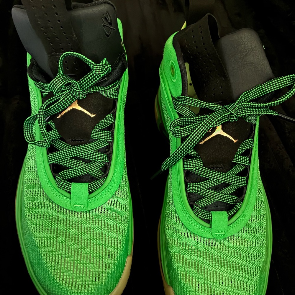 Jordan Neon Green and Black Athletic Shoes